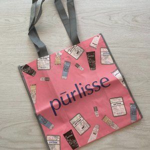 BRAND NEW PURLISSE Pink and Gray Reusable Bag Canvas Foldable Travel Tote